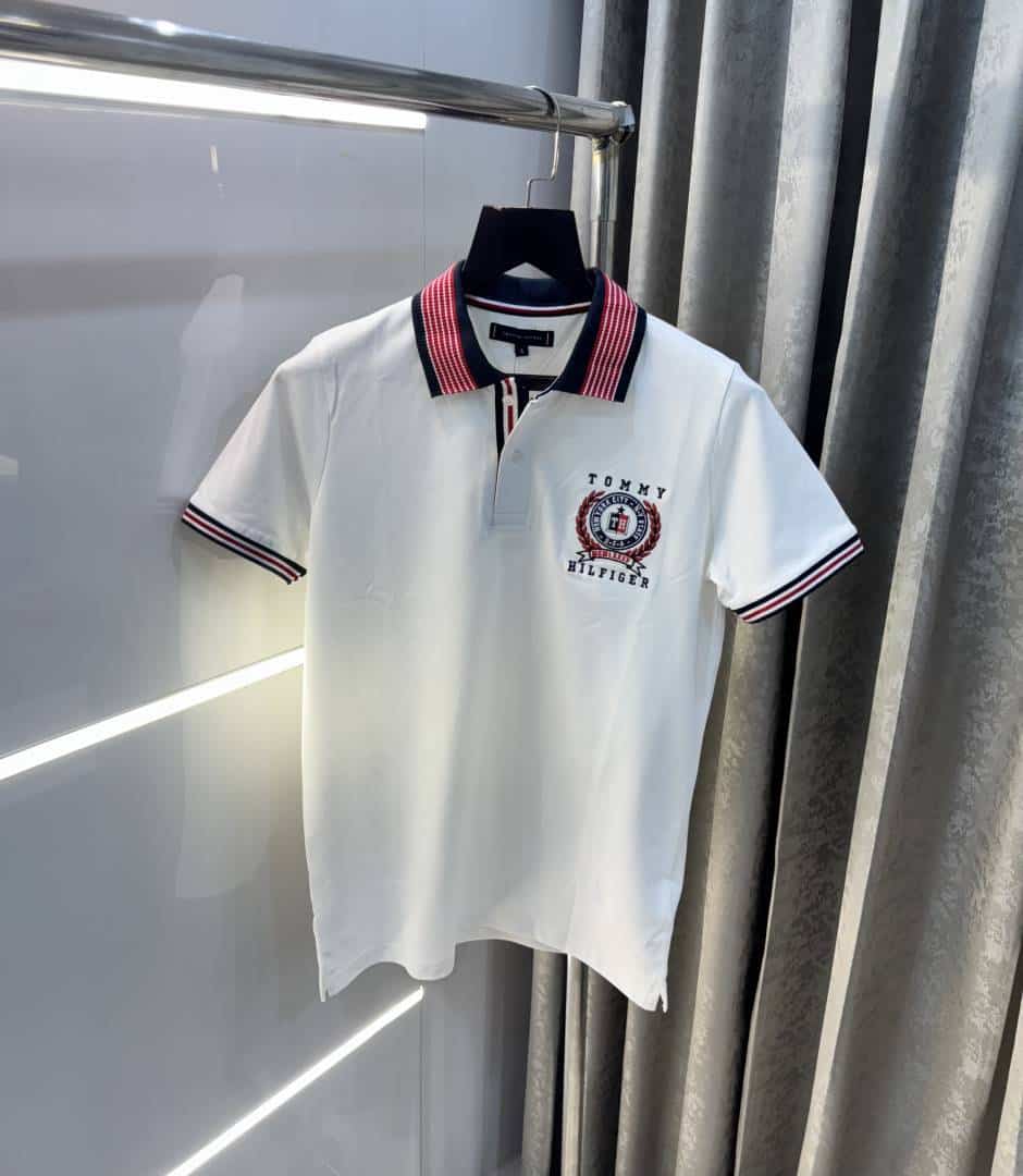 Tomm y. Hilfiger White Logo Work Premium Polo T-Shirt