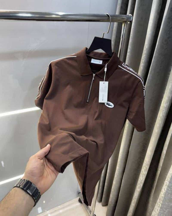Lacost e Brown Shoulder Logo Premium Polo T-Shirt