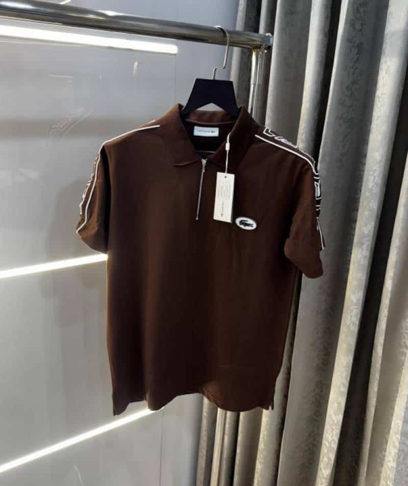 Lacost e Brown Shoulder Logo Premium Polo T-Shirt