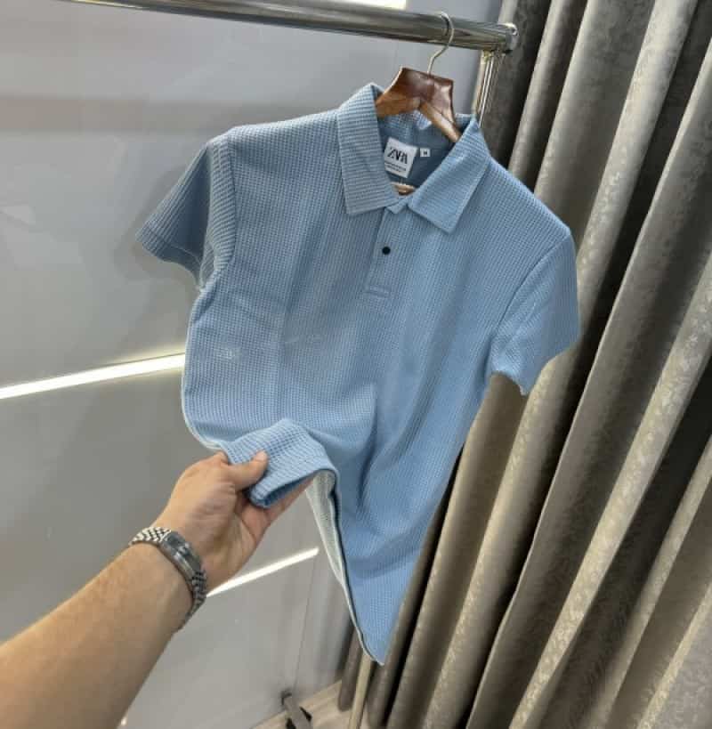 Zar a Sky Blue Premium Knitted Classic Polo T-Shirt With Box Packing Main image