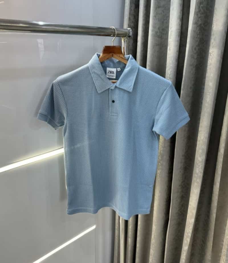Zar a Sky Blue Premium Knitted Classic Polo T-Shirt With Box Packing Secondary image