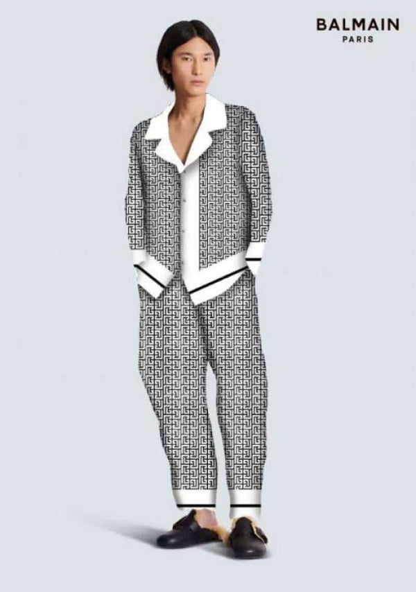 Balmai n Paris White 2 MonogrAm Imported Tracksuit With Brand BoX