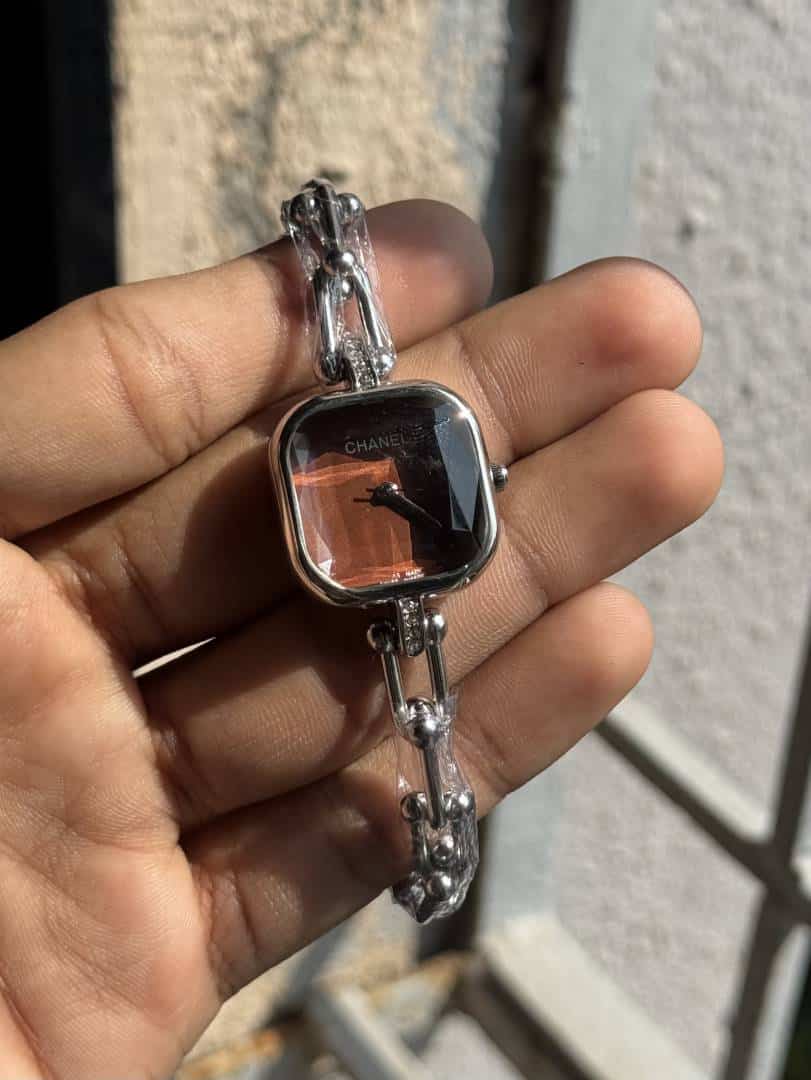Chane L Bracelet Designer Silver With Brown Premium Watch