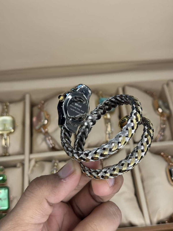 Just Cavalli Twined Dual Tone With Green Dial Premium Ladies Watch
