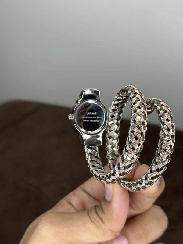 Just Cavalli Twined Dual Tone With Blue Dial Premium Ladies Watch