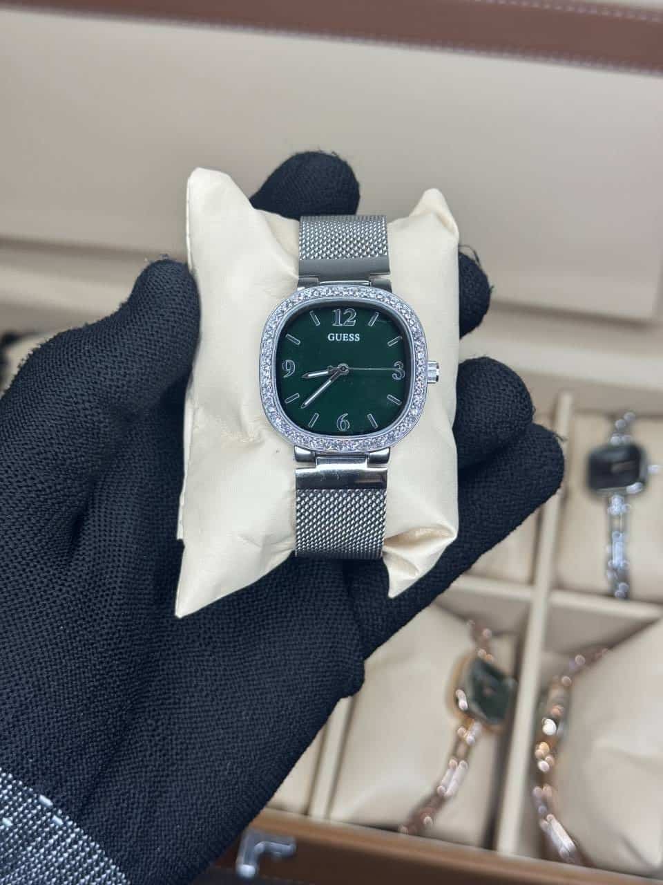 Gues s Silver Green Ladies Premium Watch