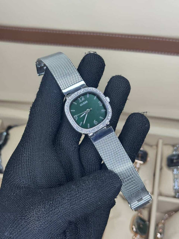 Gues s Silver Green Ladies Premium Watch