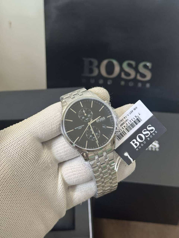 Hugo  Boss Associate Silver-Black Chronograph Metal Luxury Watch