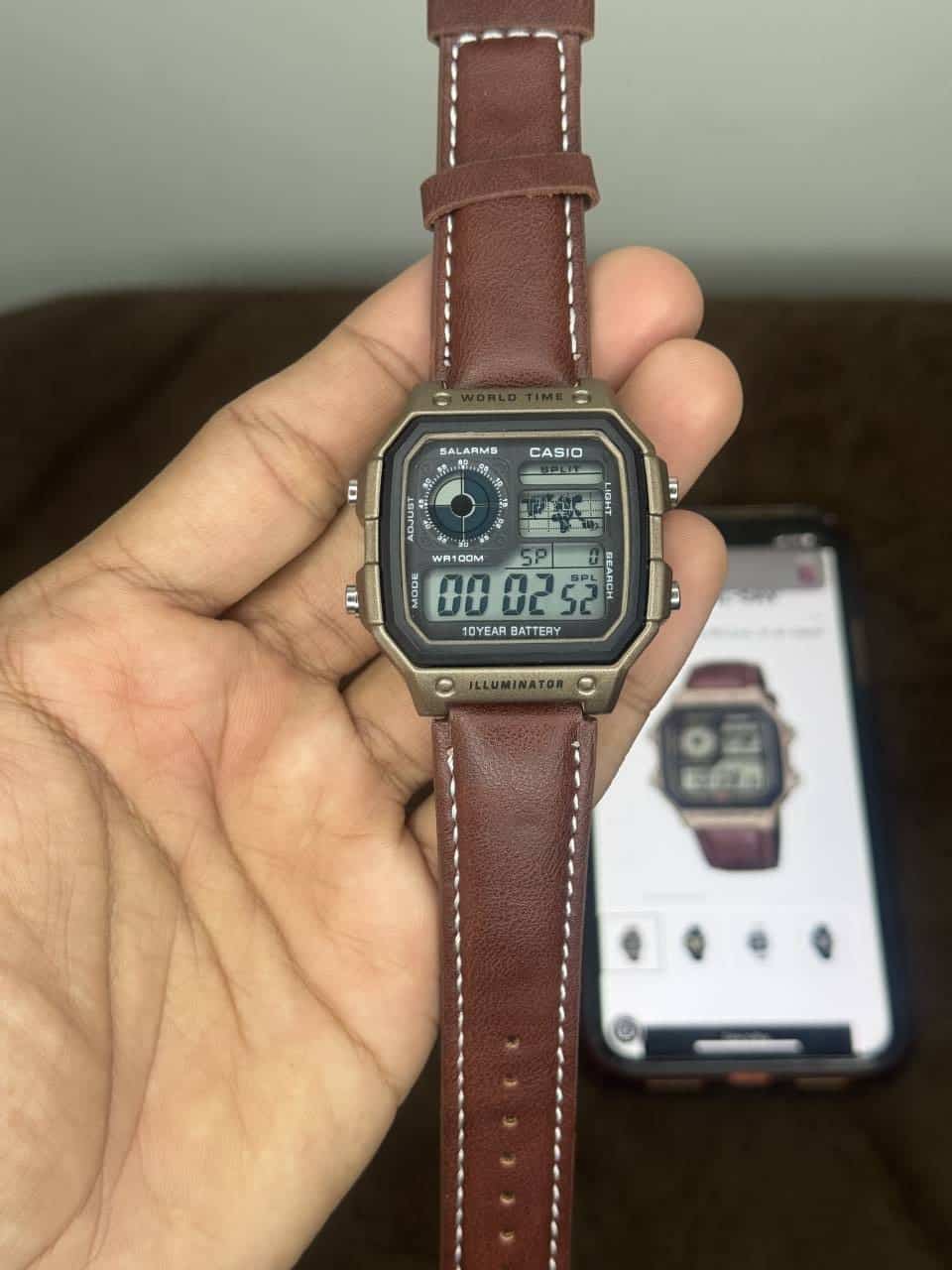 Casi o Illuminator Brown Leather Strap Premium Watch