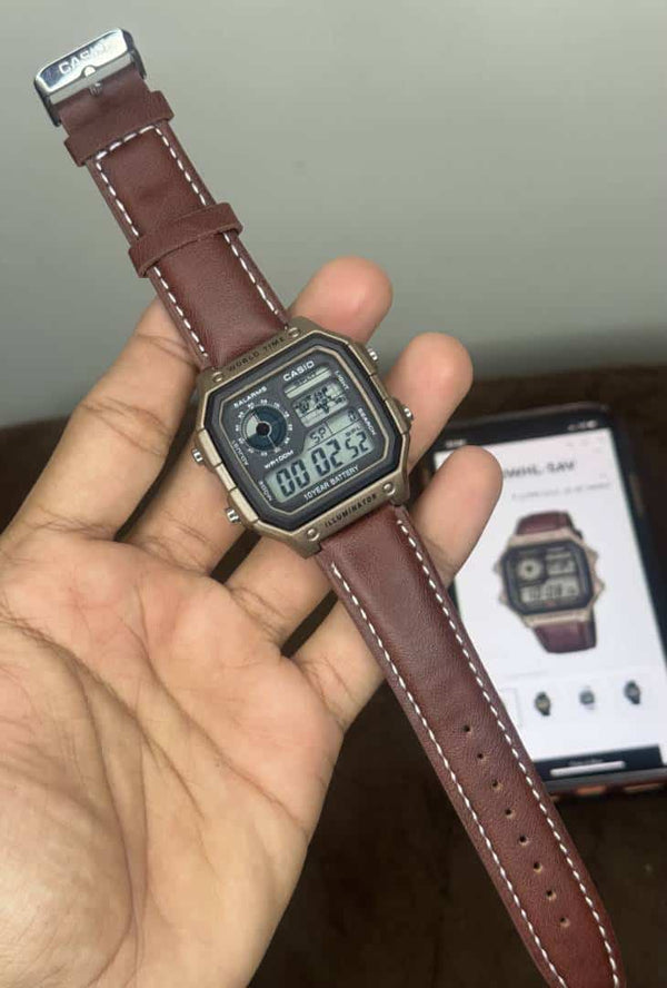 Casi o Illuminator Brown Leather Strap Premium Watch