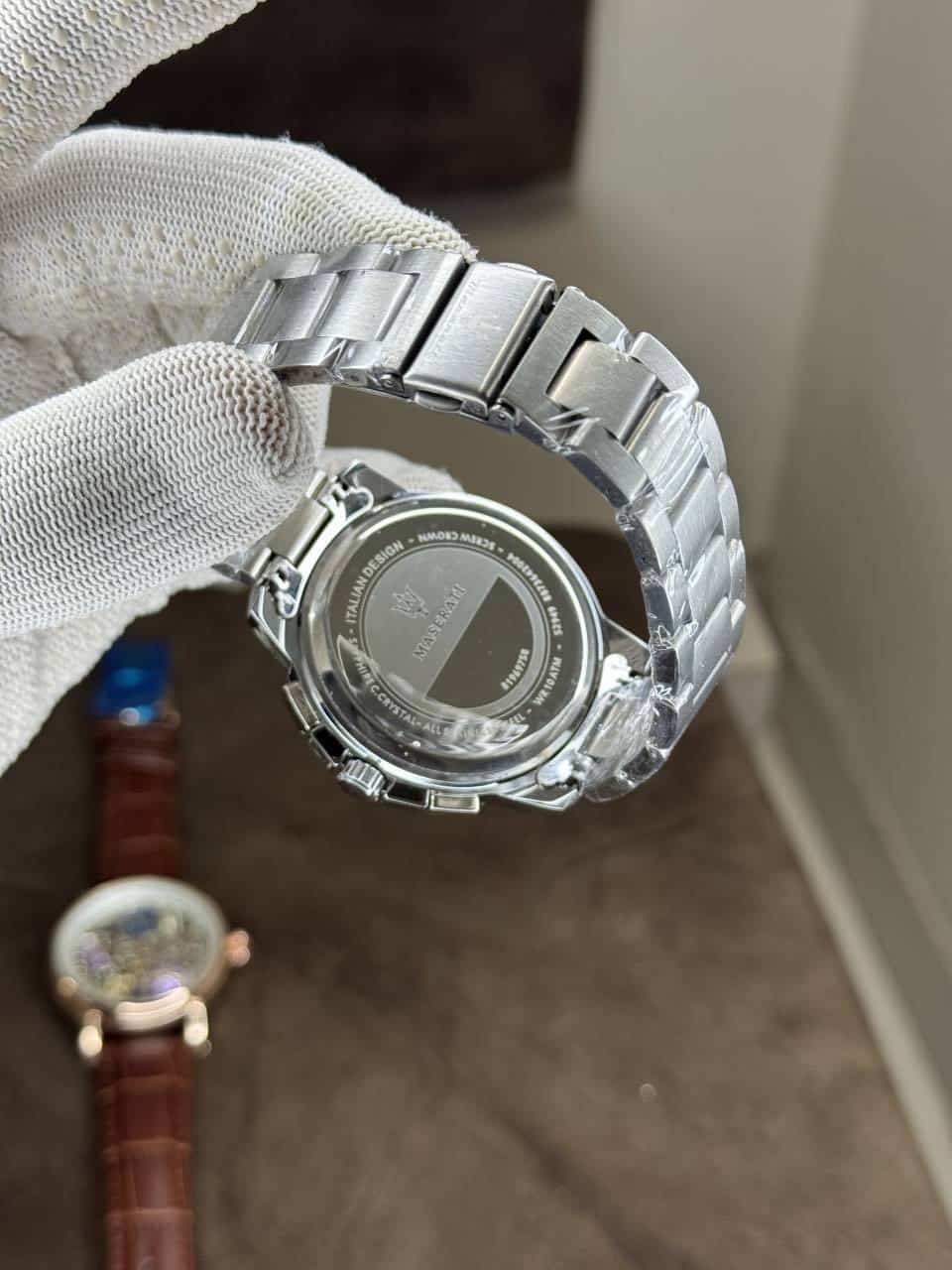 Maserati Metal Silver Green Dial Chronograph Watch