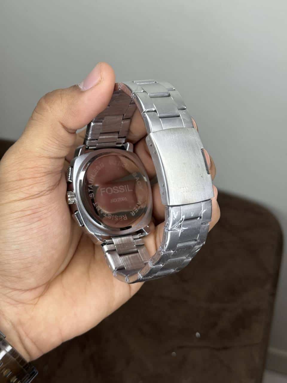 Fossi l Silver Blue Dial Chronograph Metal Watch