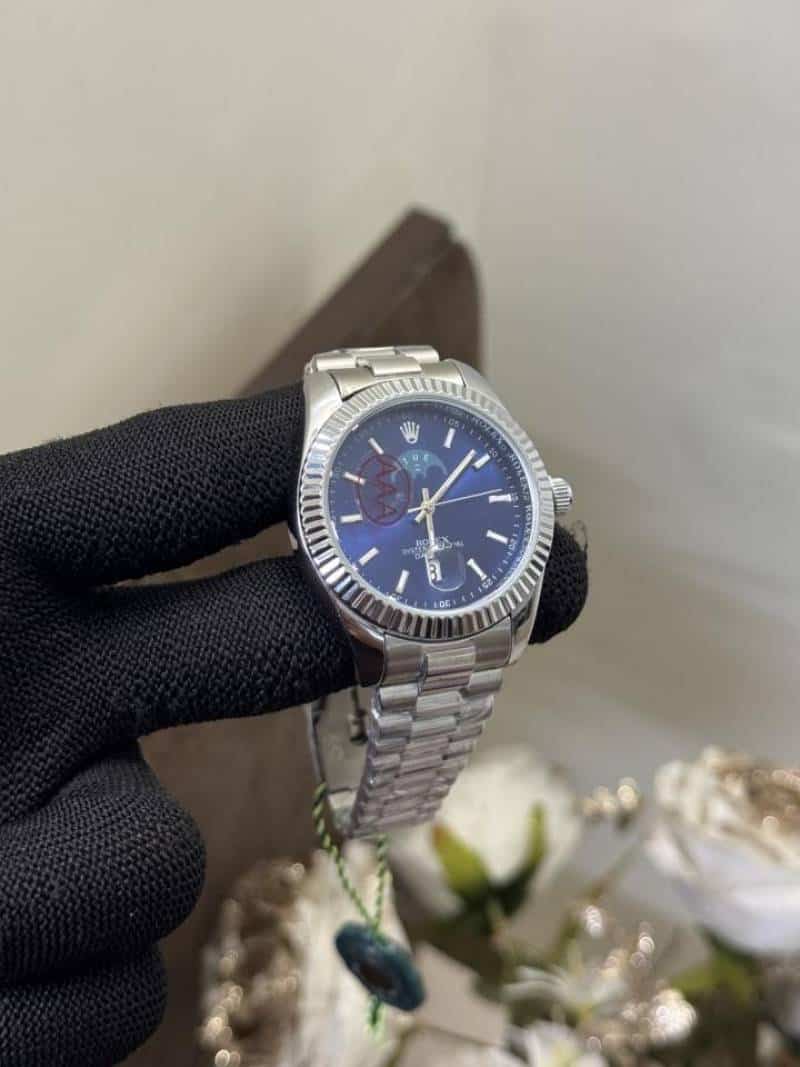 Role x Oyster Perpetual Day Date Blue Dial Metal Watch
