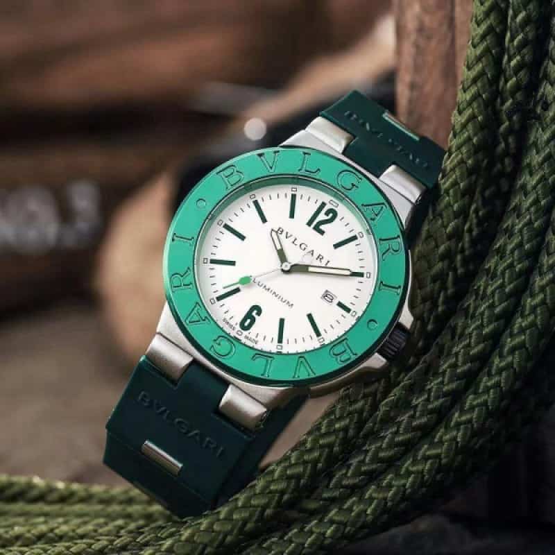 Bvlgari All Green With White Dial Quartz Watch