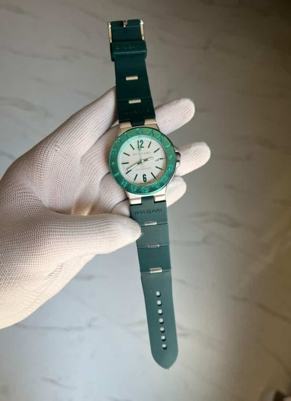 Bvlgari All Green With White Dial Quartz Watch