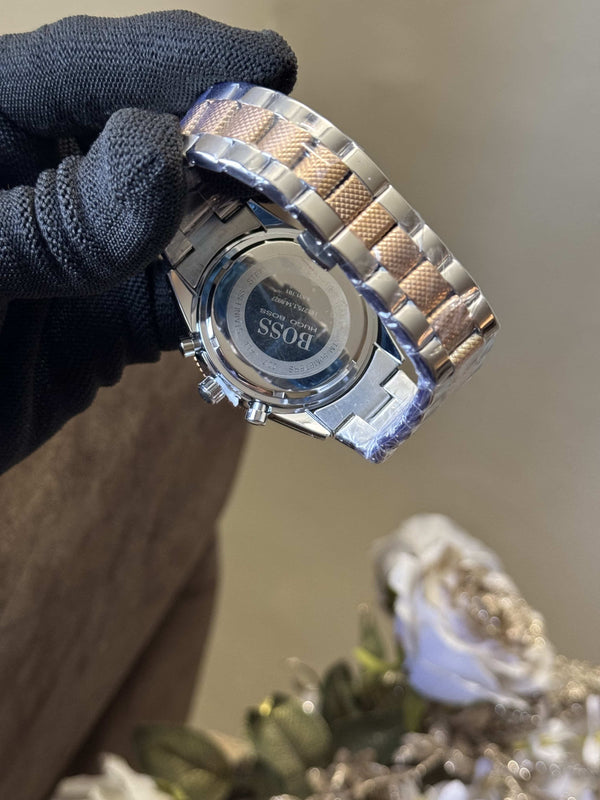 Hugo Bos s Admiral Black Chrono Copper Dual Tone Premium Watch