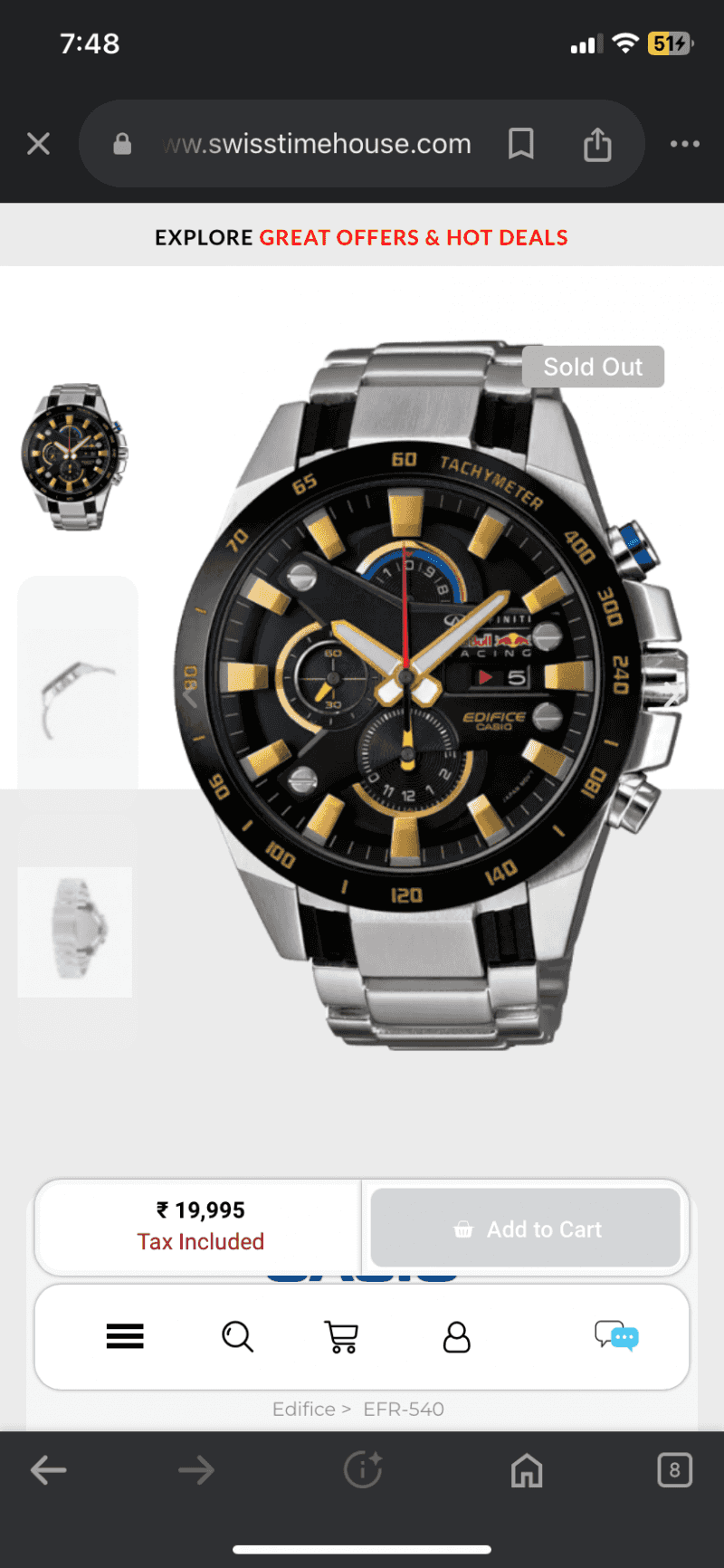 Edifice Infiniti Redbull Racing EFR540 Premium Chronograph Watch