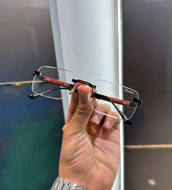 Cartie r Gunmetal-Wooden Premium  Glasses 048