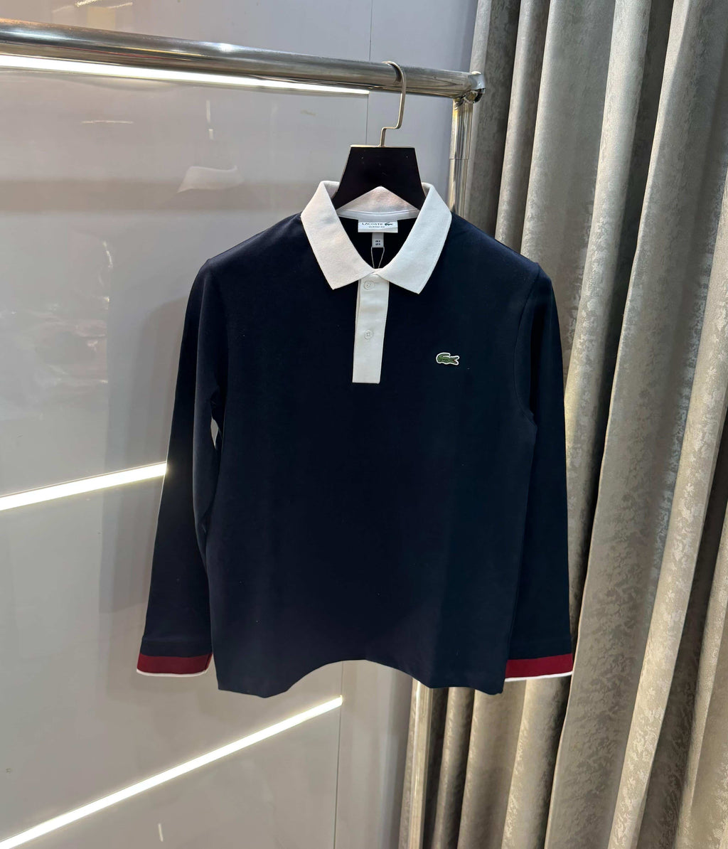 Lacost e Navy Blue Premium Classic Full Sleeves Polo T-Shirt