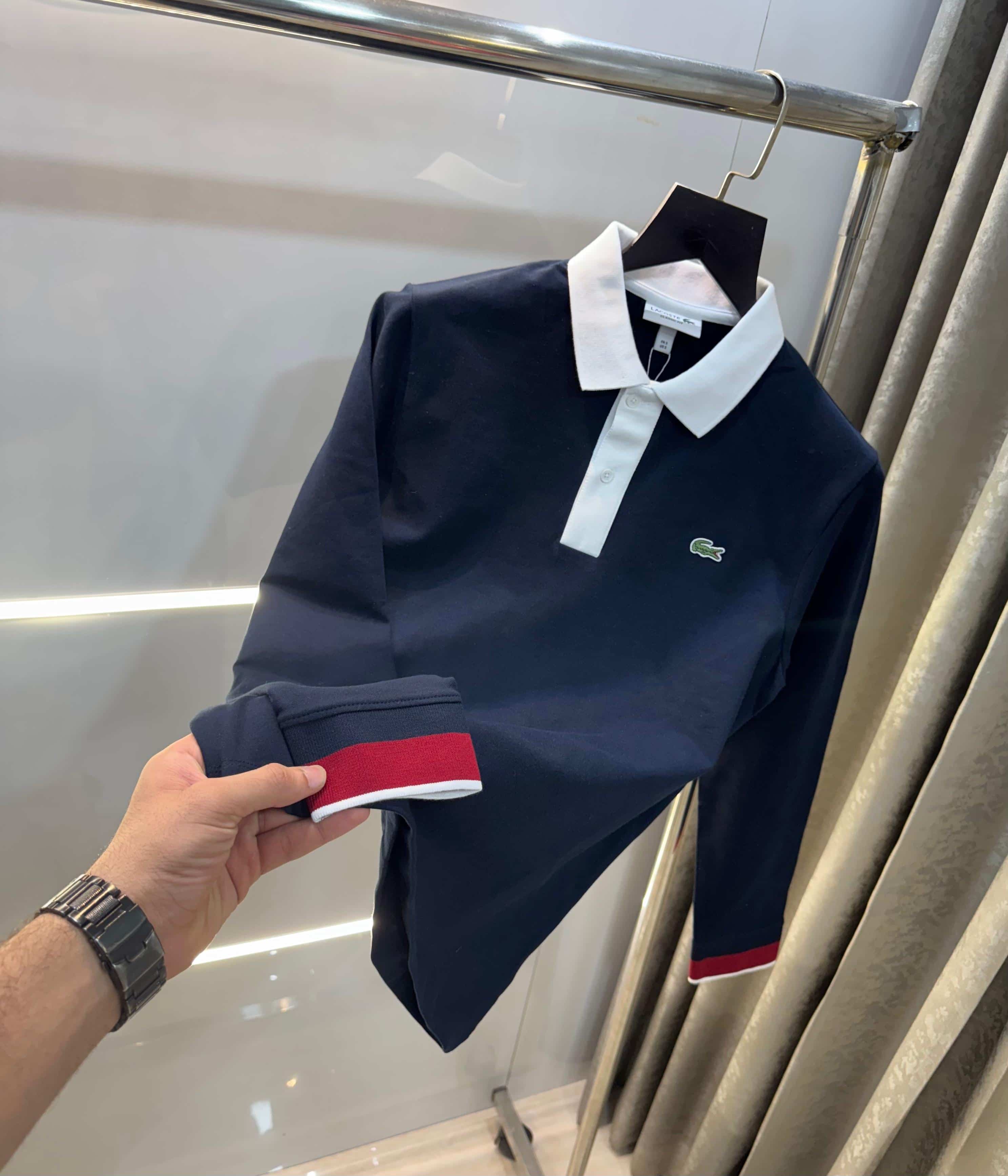 Lacost e Navy Blue Premium Classic Full Sleeves Polo T-Shirt
