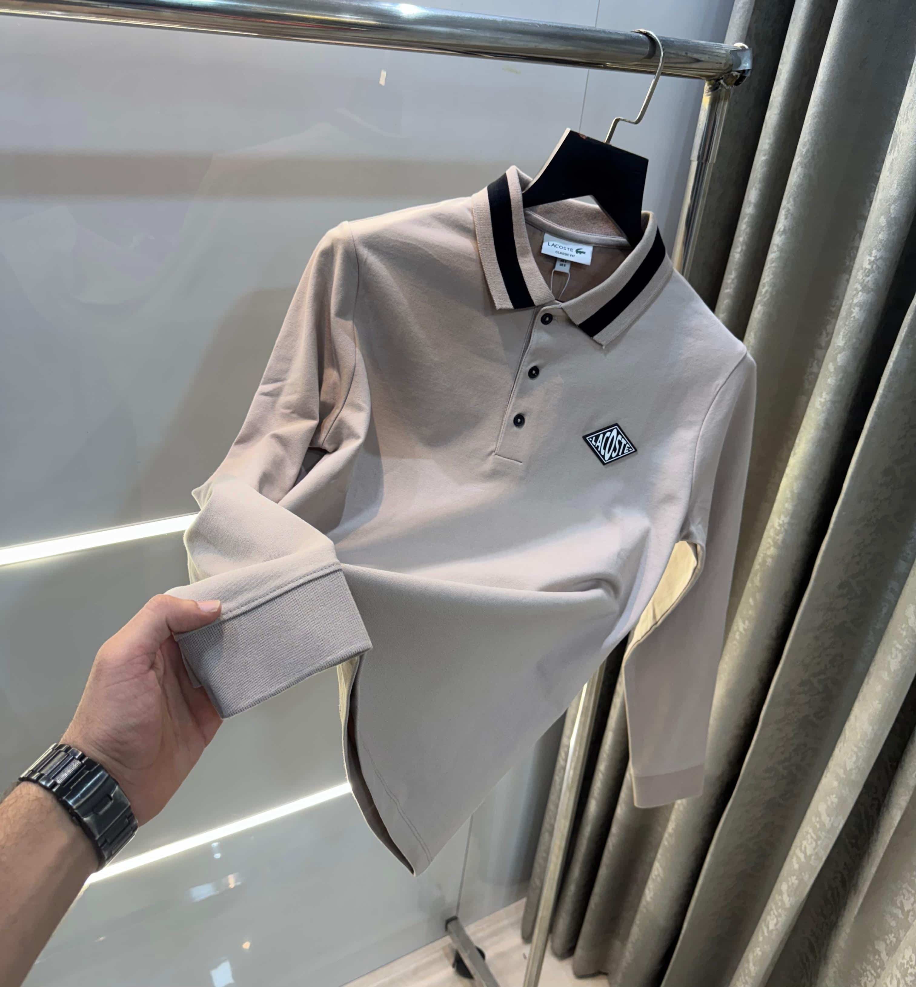 Lacost e Beige Premium Classic Full Sleeves Polo T-Shirt Main image