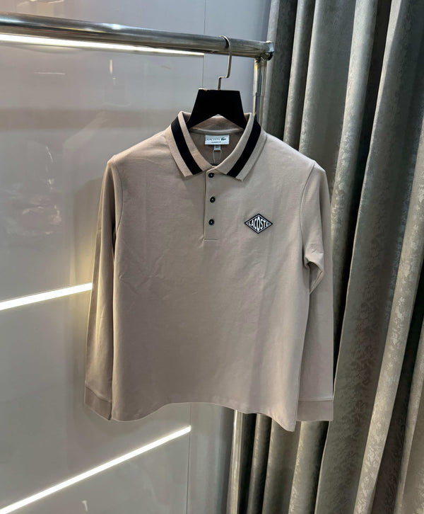 Lacost e Beige Premium Classic Full Sleeves Polo T-Shirt