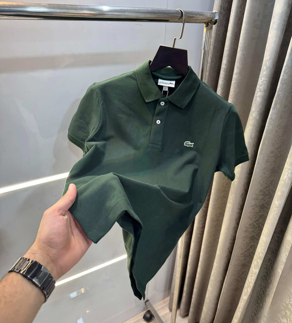 Lacost e Bottle Green Embroidery Logo Premium Polo T-Shirt