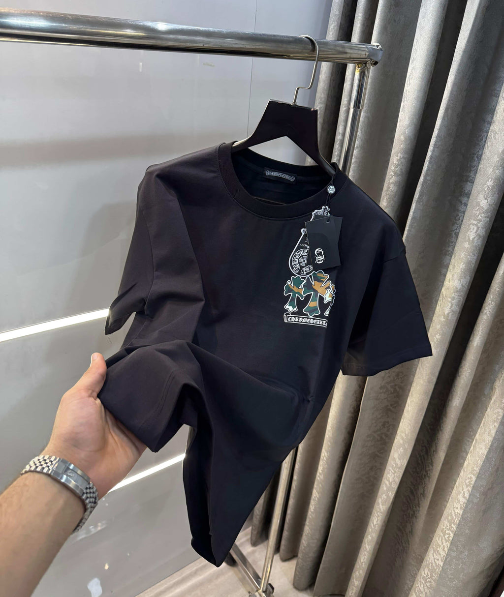 Chrome  Hearts Black Printed Imported Oversized T-Shirt