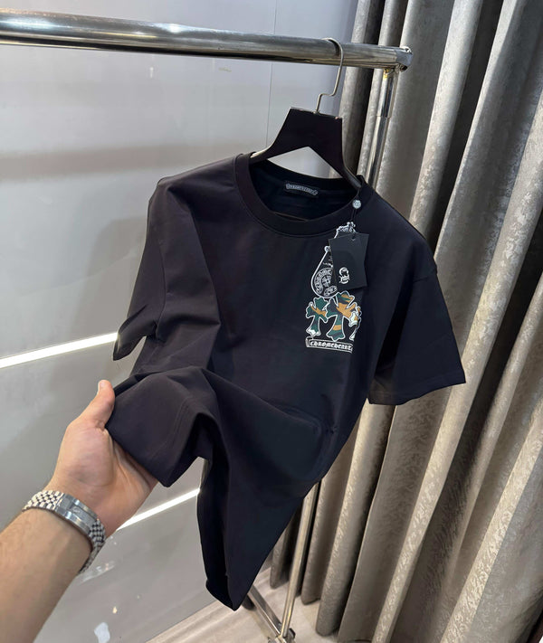 Chrome  Hearts Black Printed Imported Oversized T-Shirt