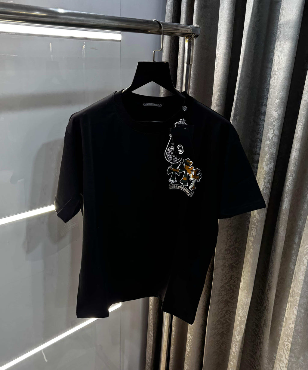 Chrome  Hearts Black Printed Imported Oversized T-Shirt