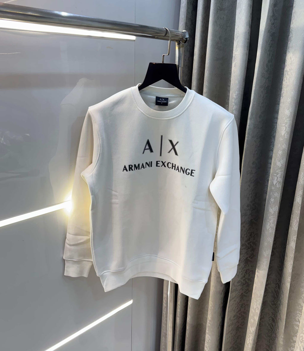 Arman i E.xchang e White Logo Work Premium Sweatshirt