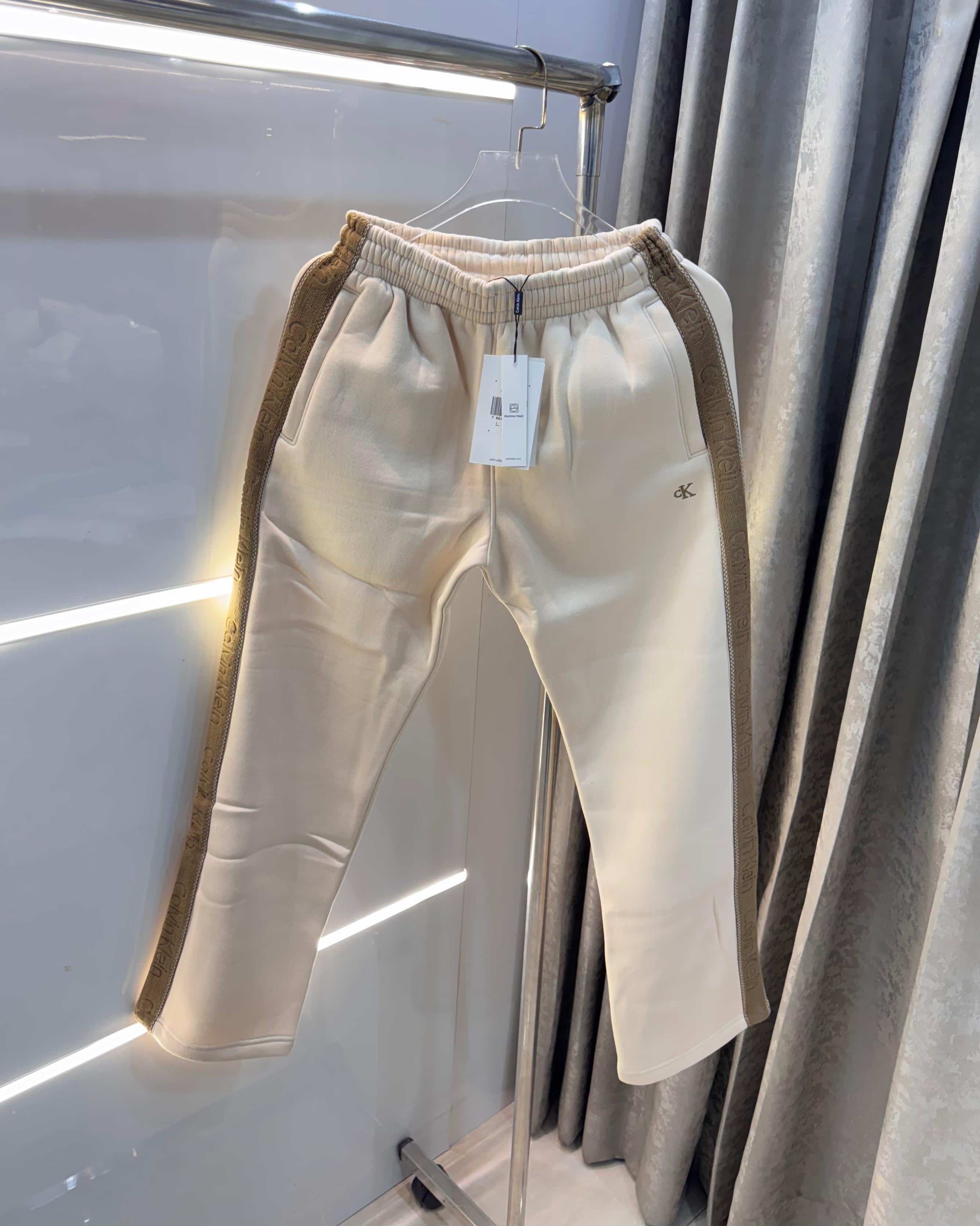 Calvi n Klein Cream Patch Logo Premium TrackPant