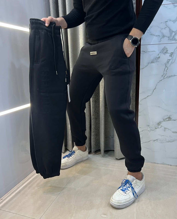 Essential Black Logo Work Imported Jogger Sweatpant