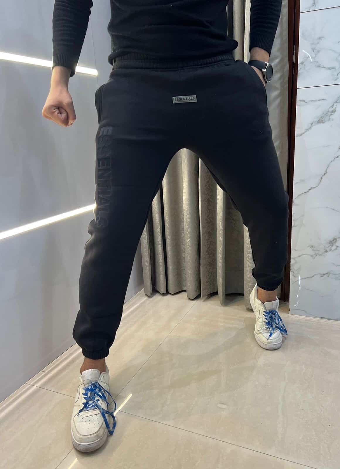 Essential Black Logo Work Imported Jogger Sweatpant