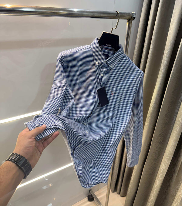 Gant Blue Small Checks Premium Classic Shirt