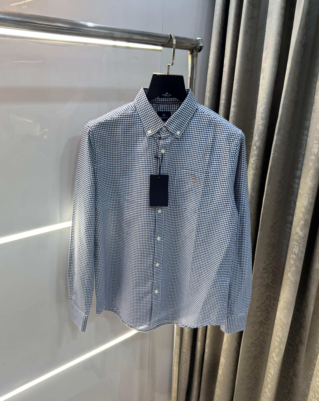 Gant Blue Small Checks Premium Classic Shirt