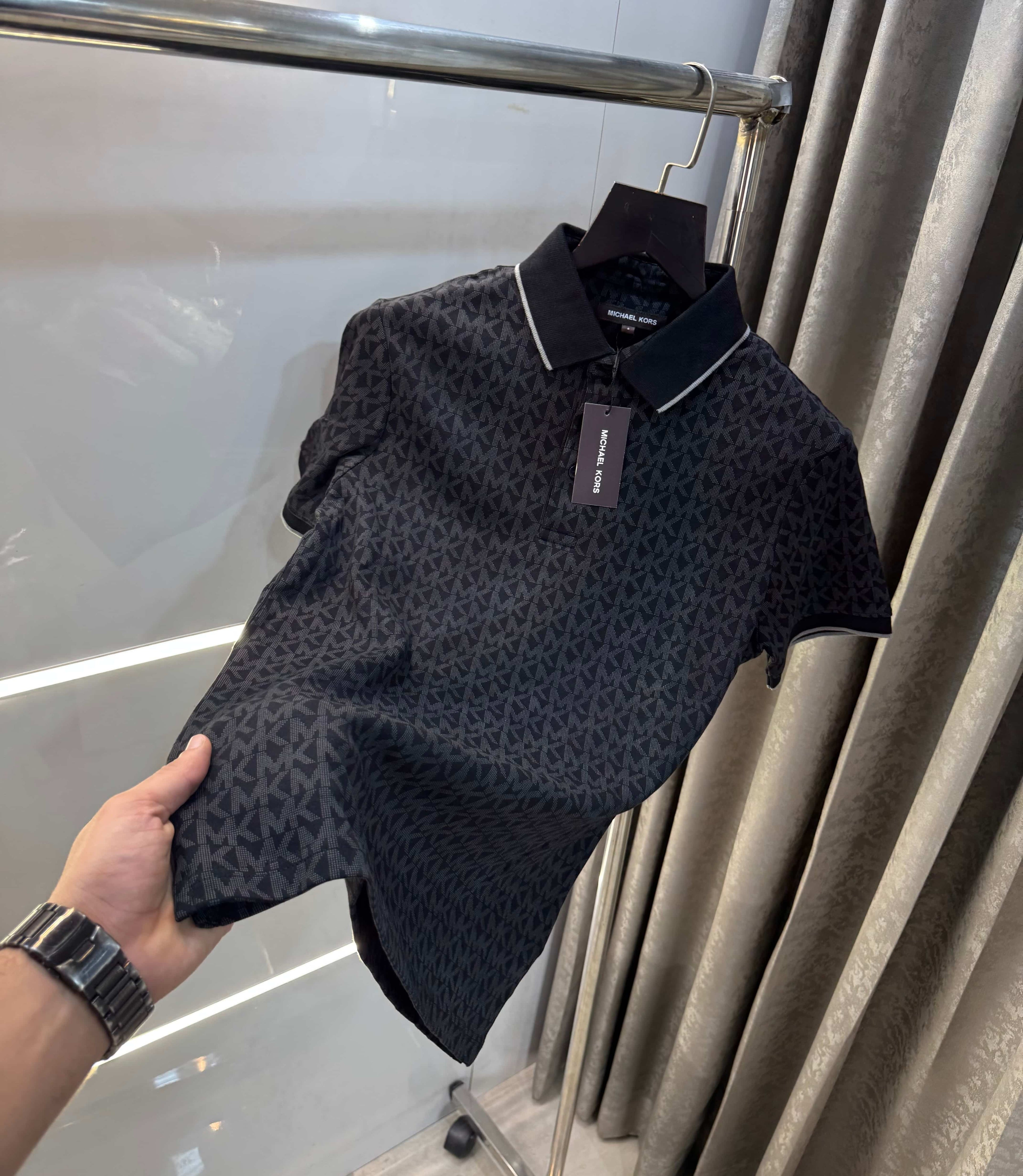 Michael  Kors Black Monogr...am Premium Polo T-Shirt