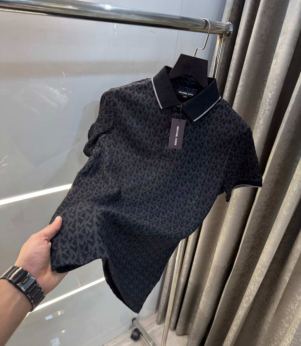 Michael  Kors Black Monogr...am Premium Polo T-Shirt