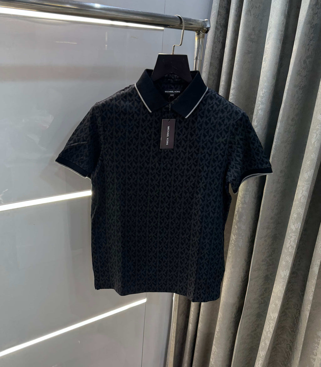 Michael  Kors Black Monogr...am Premium Polo T-Shirt
