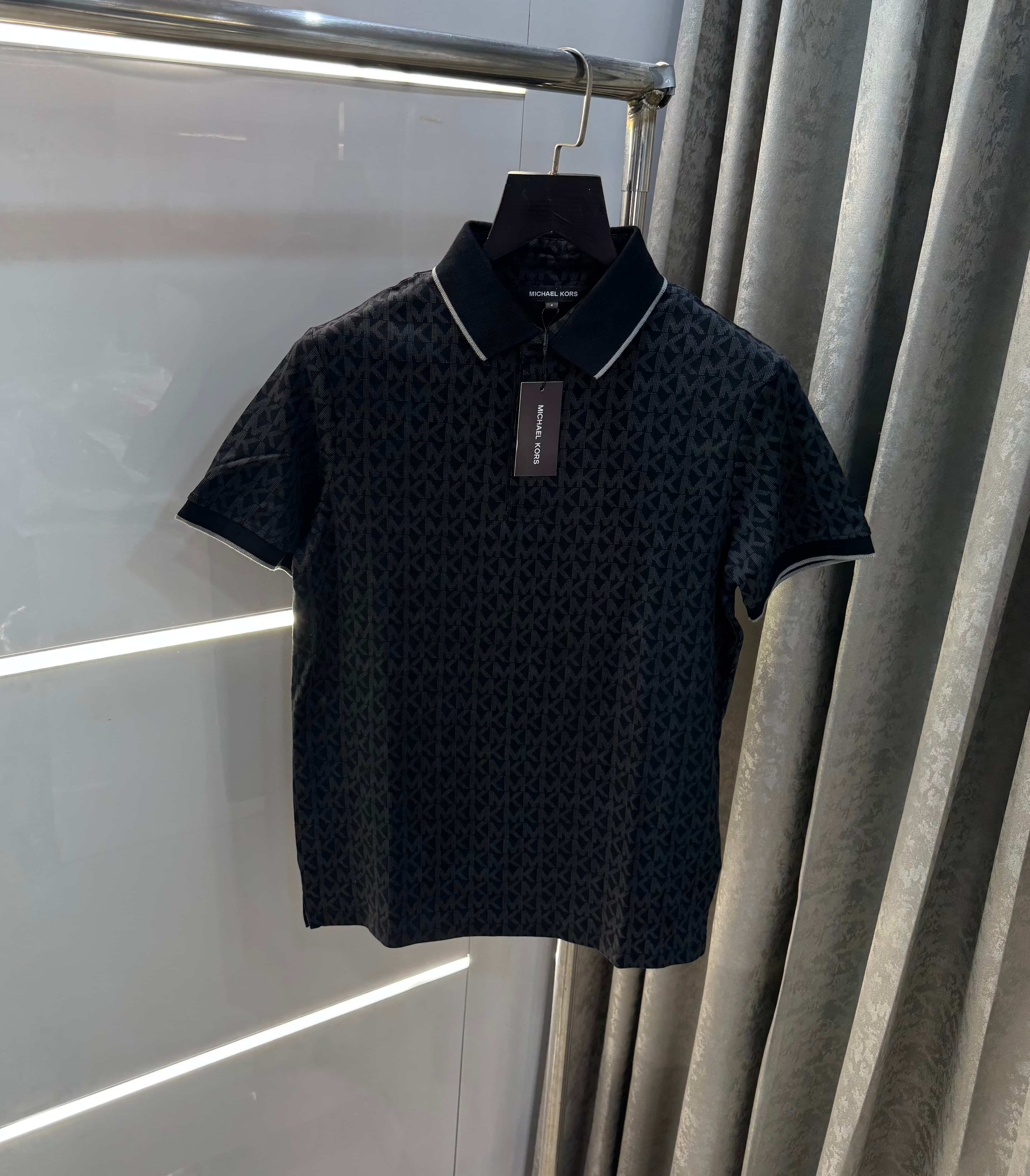 Michael  Kors Black Monogr...am Premium Polo T-Shirt