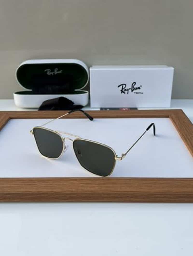 rayban reverse metal gold green