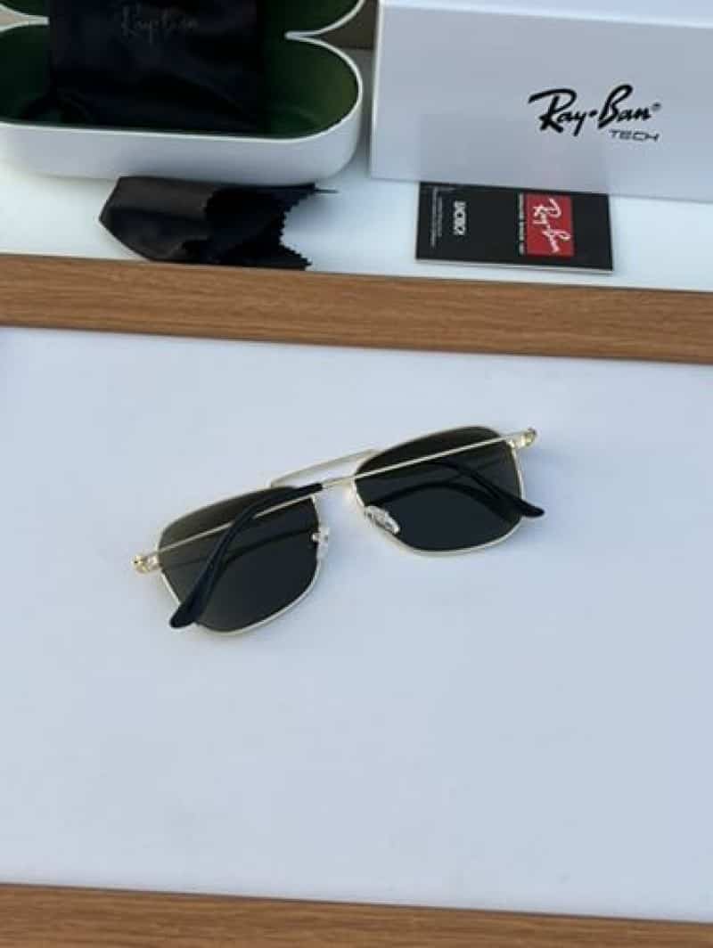 rayban reverse metal gold green