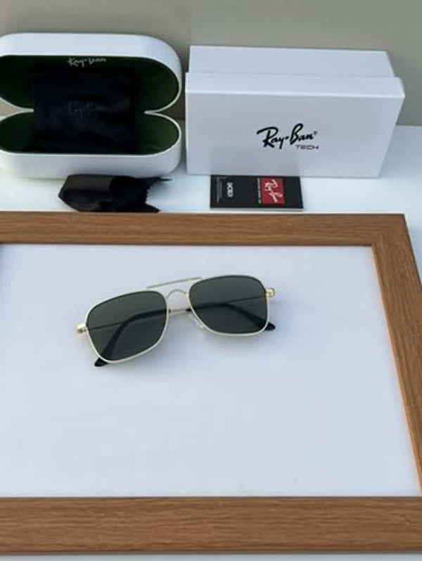 rayban reverse metal gold green