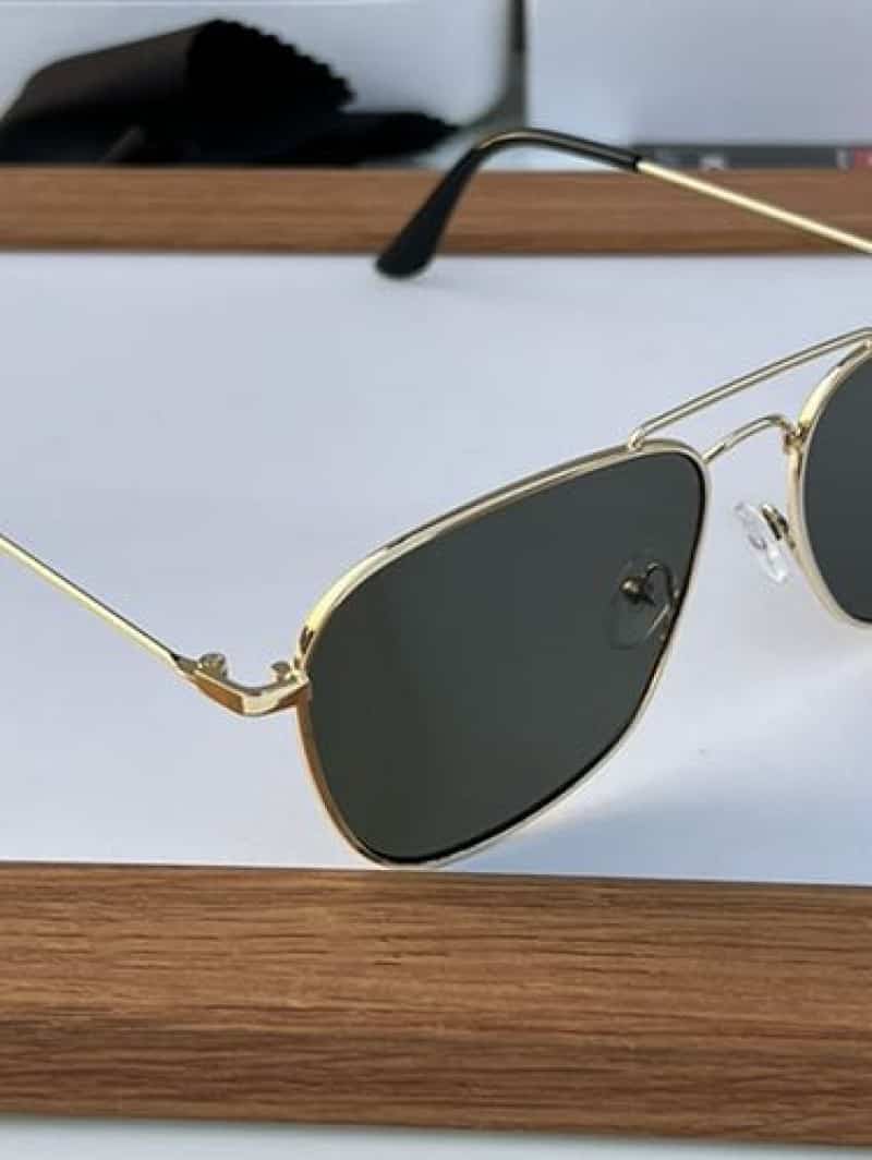 rayban reverse metal gold green
