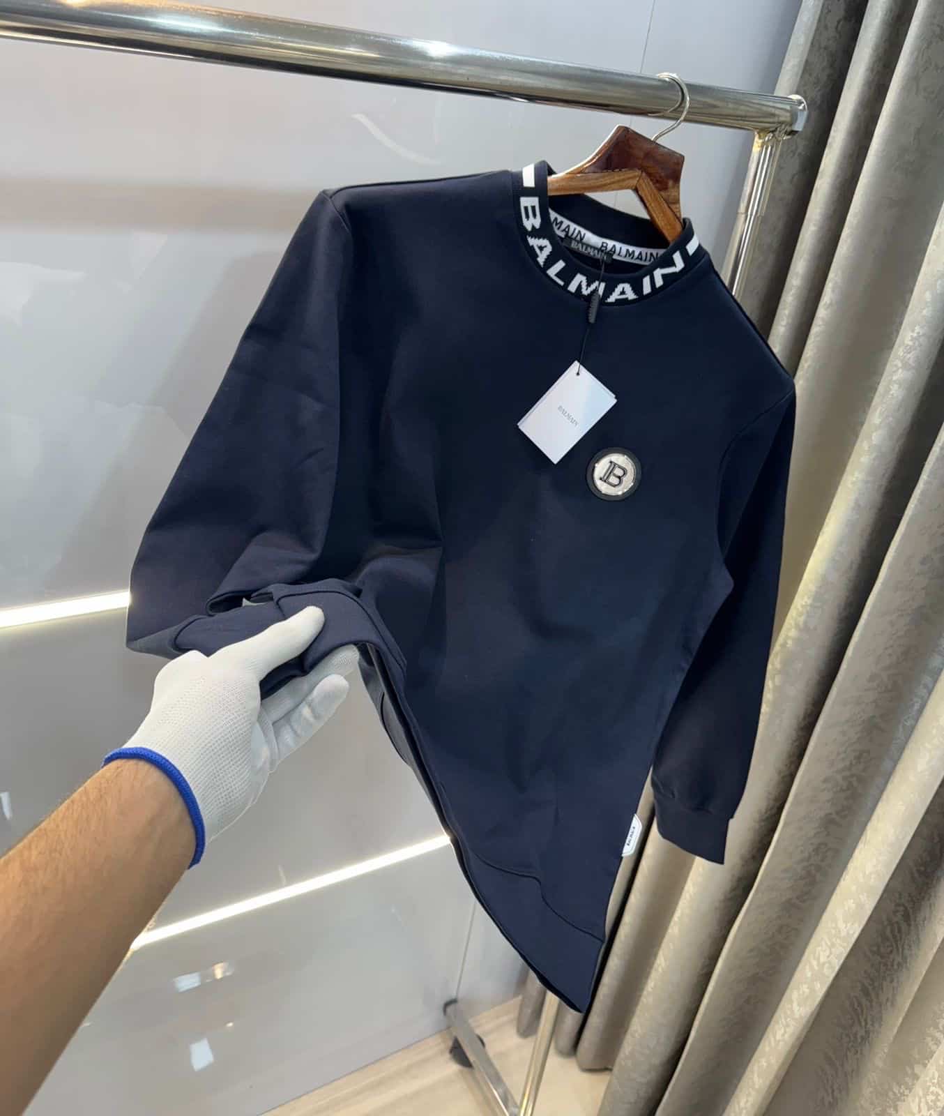 Balmai n Paris Navy Blue Logo Work Imported Sweatshirt Main image