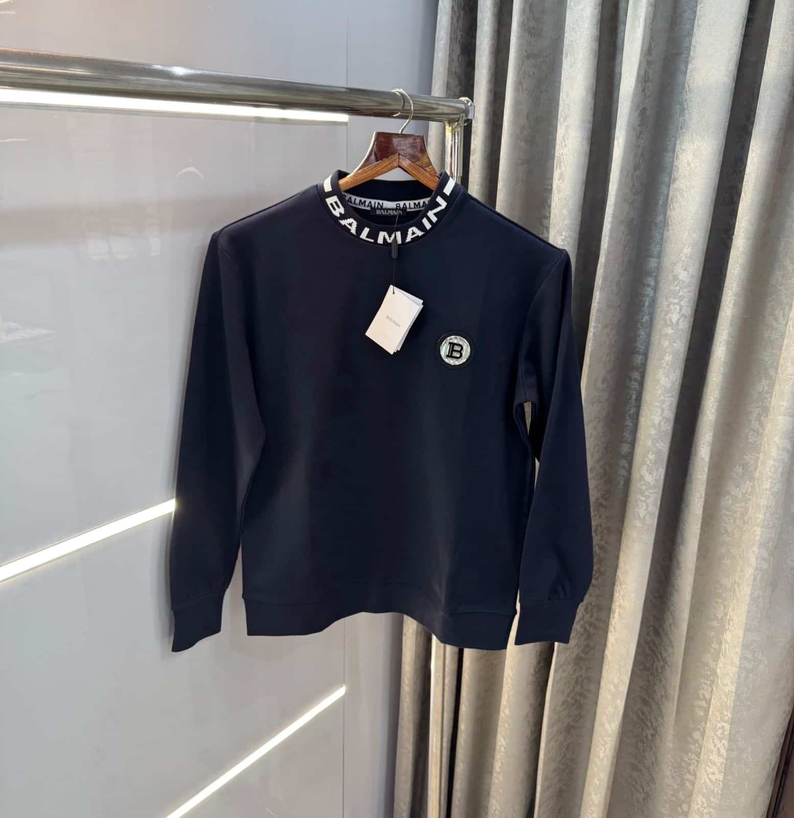 Balmai n Paris Navy Blue Logo Work Imported Sweatshirt Secondary image