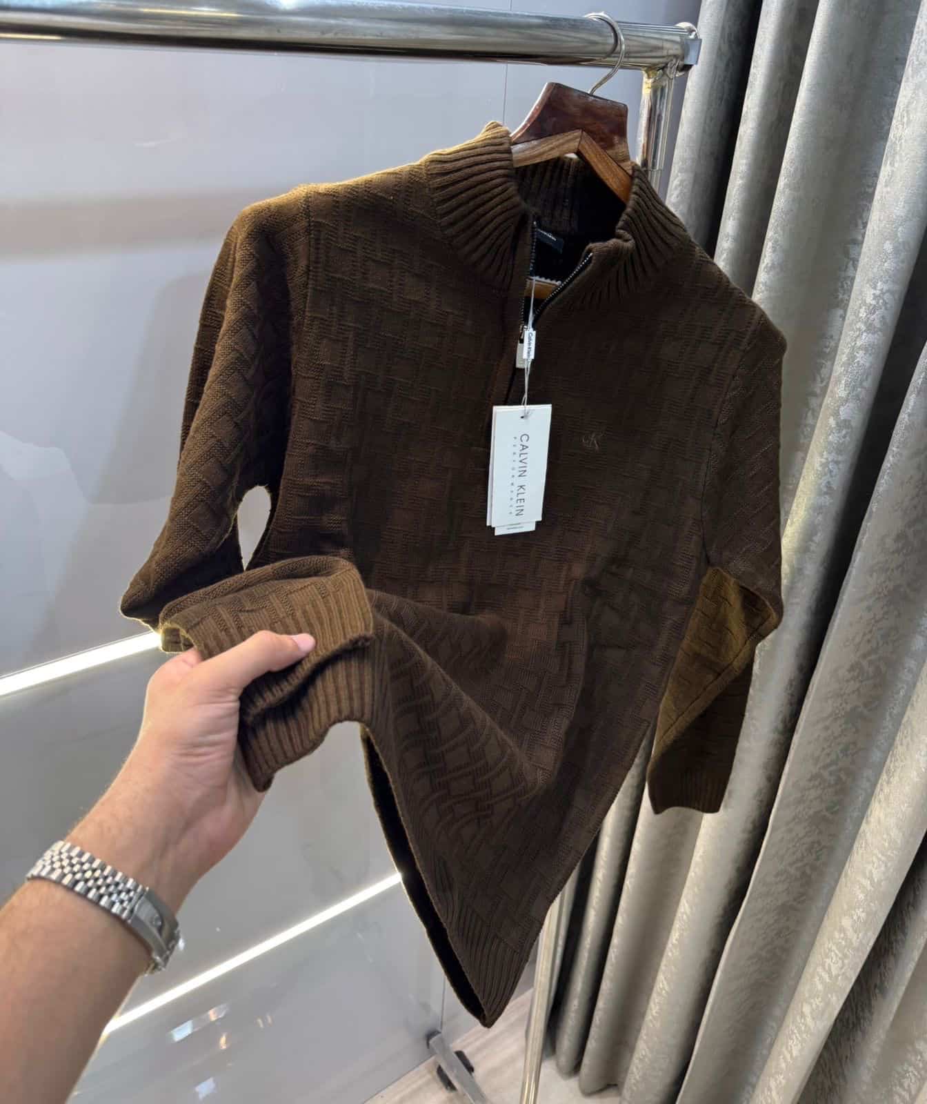 Calvin Klei n brown Print Premium Sweatshirt