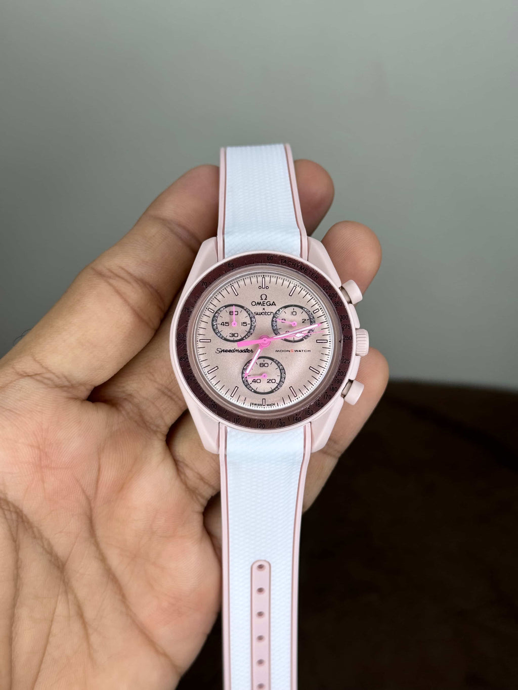 Omeg a ...x S watch Pink Moon$W@TCh Edition Quartz Watch