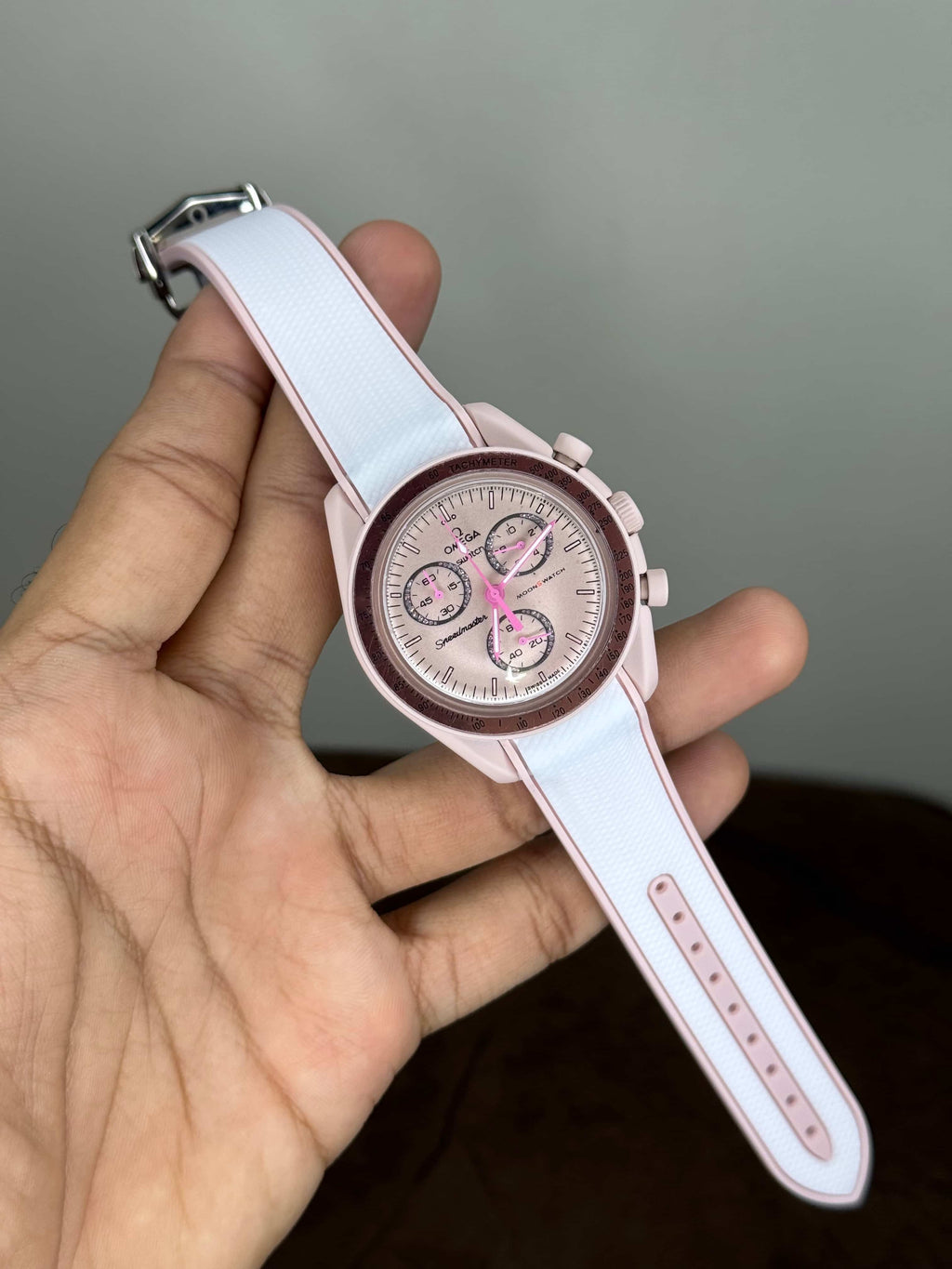 Omeg a ...x S watch Pink Moon$W@TCh Edition Quartz Watch