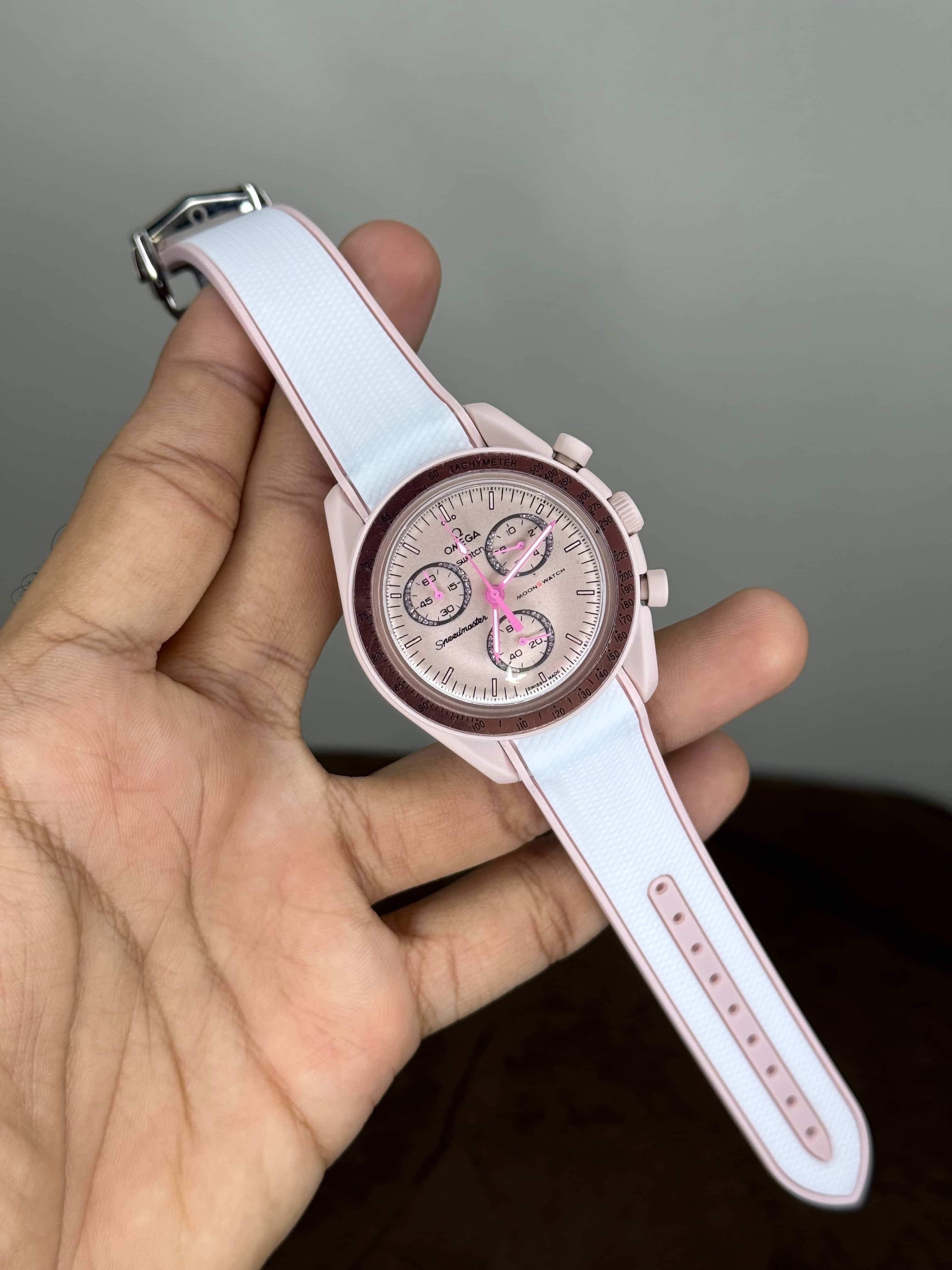 Omeg a ...x S watch Pink Moon$W@TCh Edition Quartz Watch